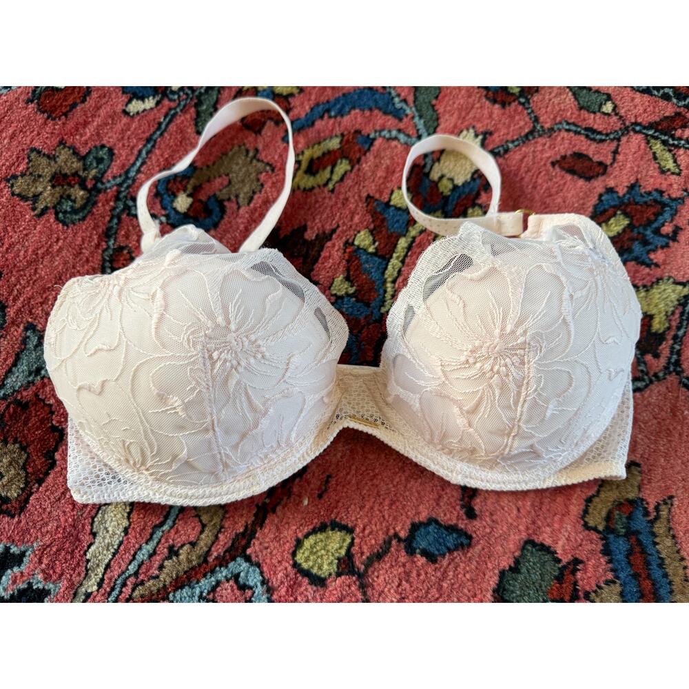 Chantelle Fleurs Demi Cup Wire 32 D Pink Lace